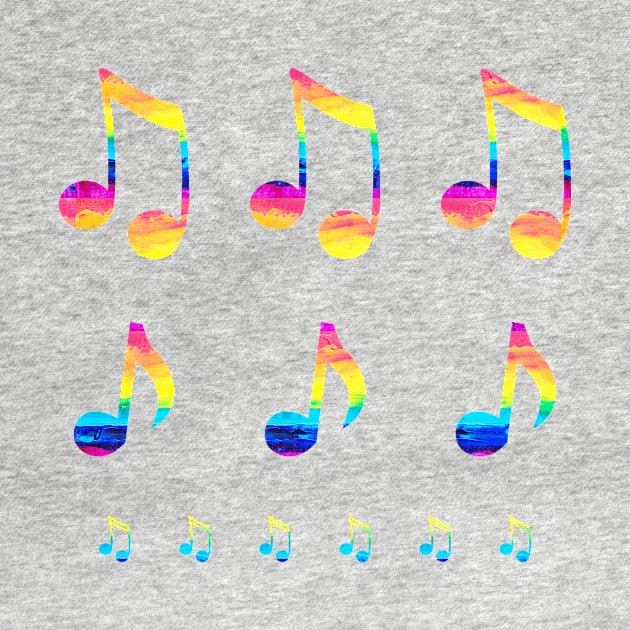 Colorful Music Notes by Kelly Louise Art